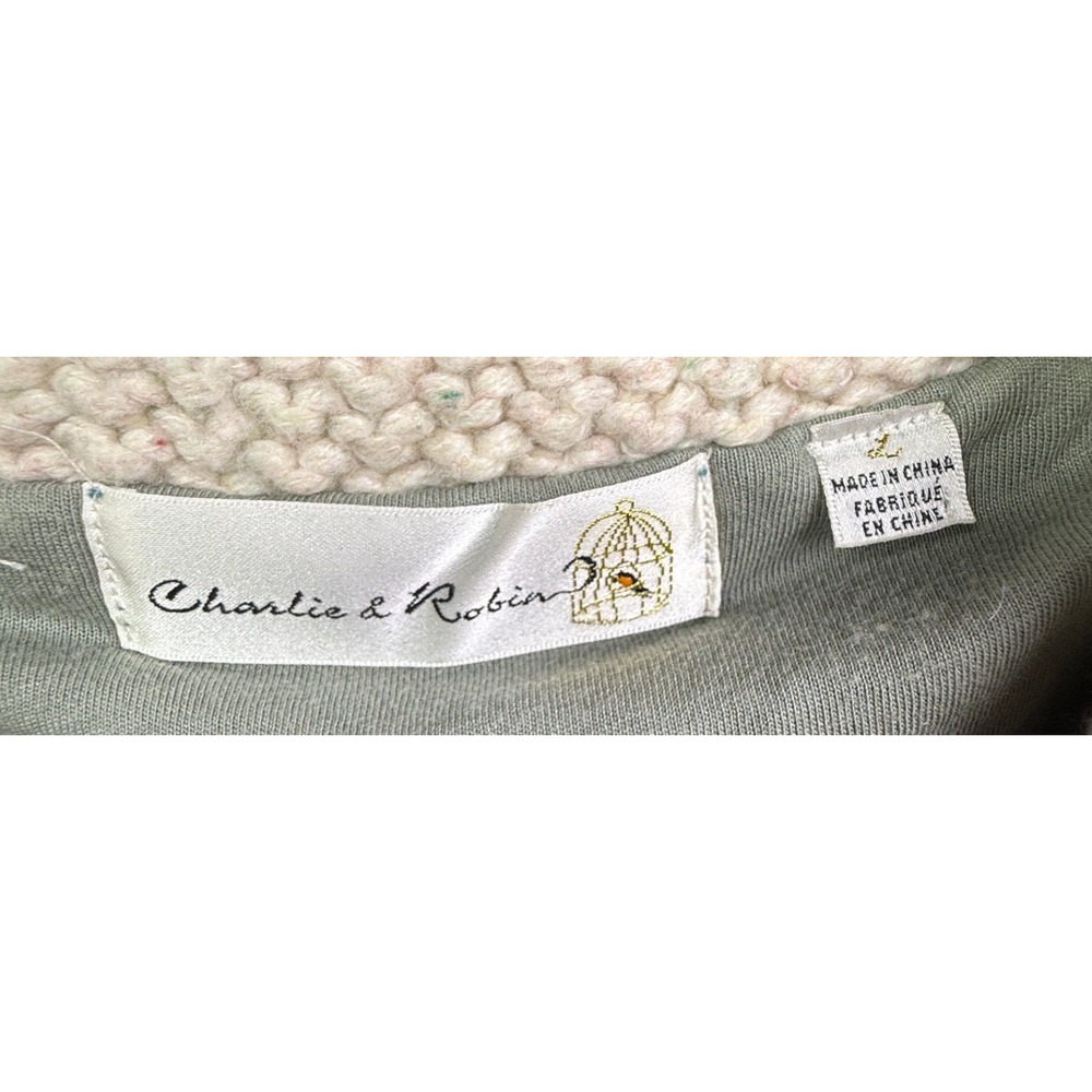 Charlie & Robin Anthropologie Patchwork Knit Toggle Cardigan Coat Hooded Large - Picture 3 of 4